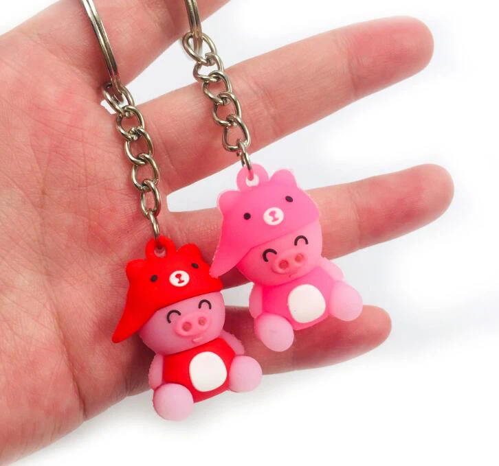 3D Durable Creative Gifts Bag Key Pendant Silicone Cute Pig Keychain